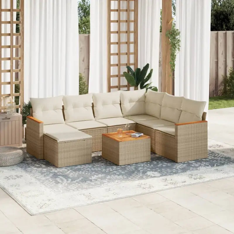 Lounge tuintafelset met beige materiaal en gepoedercoat staal afmetingen - Beige / Met tafel - Tuinsets