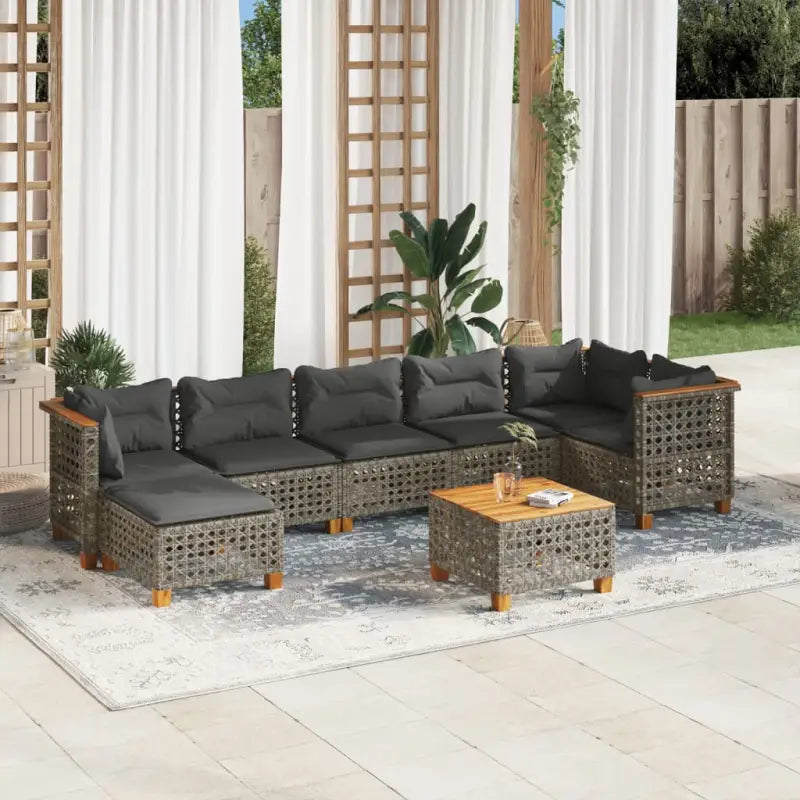 Lounge tuintafelset met grijs materiaal en natuurlijke olieafwerking - Tuinsets