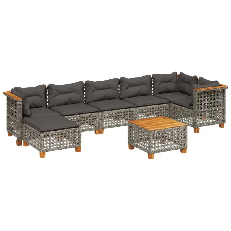 Lounge tuintafelset met grijs materiaal en natuurlijke olieafwerking - Tuinsets