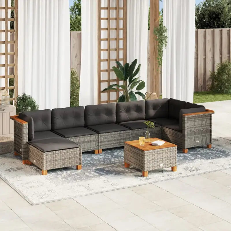 Lounge tuintafelset met grijs materiaal en natuurlijke olieafwerking - Grijs / Met tafel / Dichtgeweven - Tuinsets