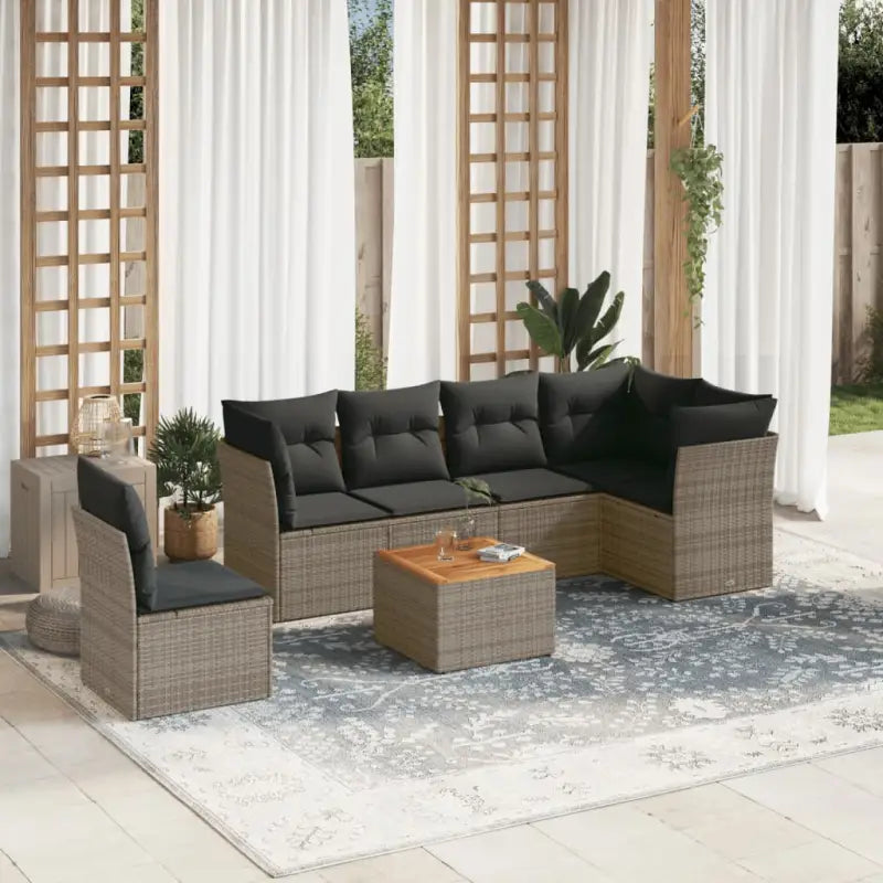 Lounge tuintafelset met waterdichte tas en grijs gepoedercoat staal - grijs en donkergrijs / Tafel + 3x hoek + 3x