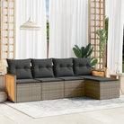 Lounge tuintafelset met zwart materiaal en gepoedercoat staal - Grijs / Zonder tafel - Tuinsets