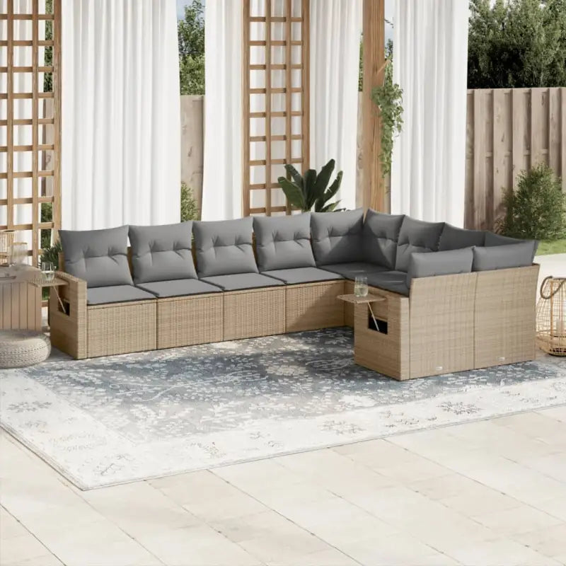 Lounge tuintafelset van gepoedercoat staal met beige materiaal - Beige en grijs / Met tafel - Tuinsets