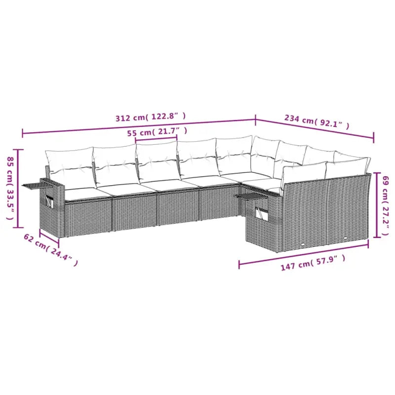 Lounge tuintafelset van gepoedercoat staal met beige materiaal - Tuinsets