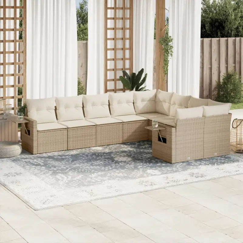 Lounge tuintafelset van gepoedercoat staal met beige materiaal - beige en crèmekleurig / Met tafel - Tuinsets