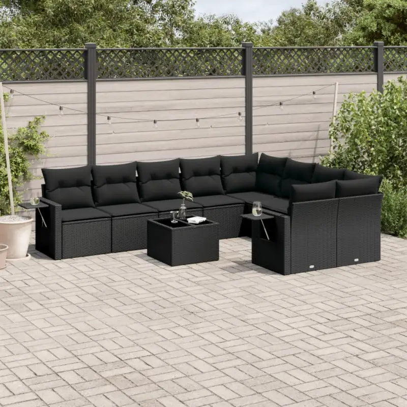 Lounge tuintafelset van gepoedercoat staal met beige materiaal - Zwart / Zonder tafel - Tuinsets