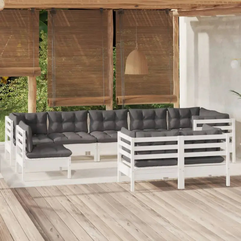Lounge tuintafelset van massief grenenhout voor ontspanning - Wit - Tuinsets