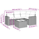 Lounge zithoek in zwart materiaal met gepoedercoat staal afmetingen - Tuinsets