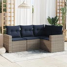 Lounge zithoek in zwart materiaal met gepoedercoat staal afmetingen - Beige en grijs / Zonder tafel - Tuinsets
