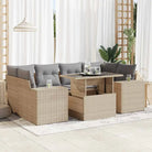 Loungebank in beige materiaal en gepoedercoat staal voor tuin en terras - Beige en grijs / met opbergruimte - Tuinsets