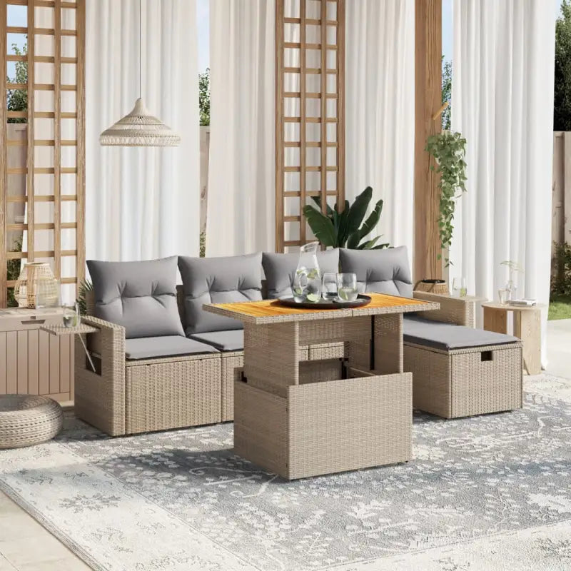 Loungebank in beige materiaal en gepoedercoat staal voor tuin en terras - Zwart / met opbergruimte - Tuinsets