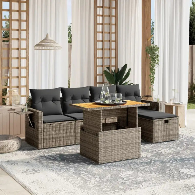 Loungebank in beige materiaal en gepoedercoat staal voor tuin en terras - Grijs / zonder opbergruimte - Tuinsets