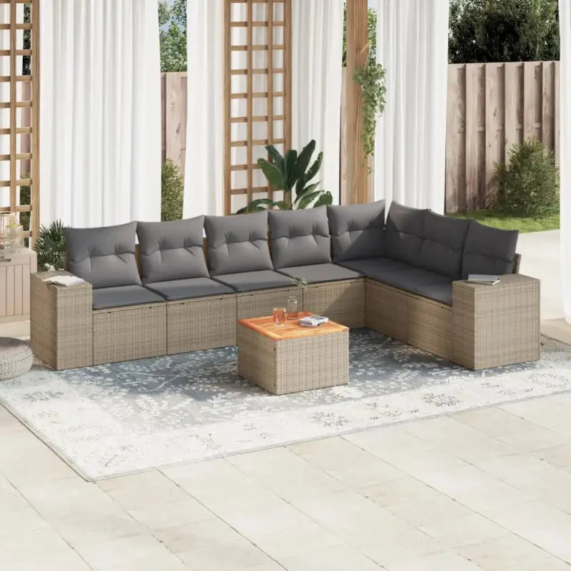 Loungebank in beige materiaal met gepoedercoat staal afmetingen - Beige en grijs - Tuinsets