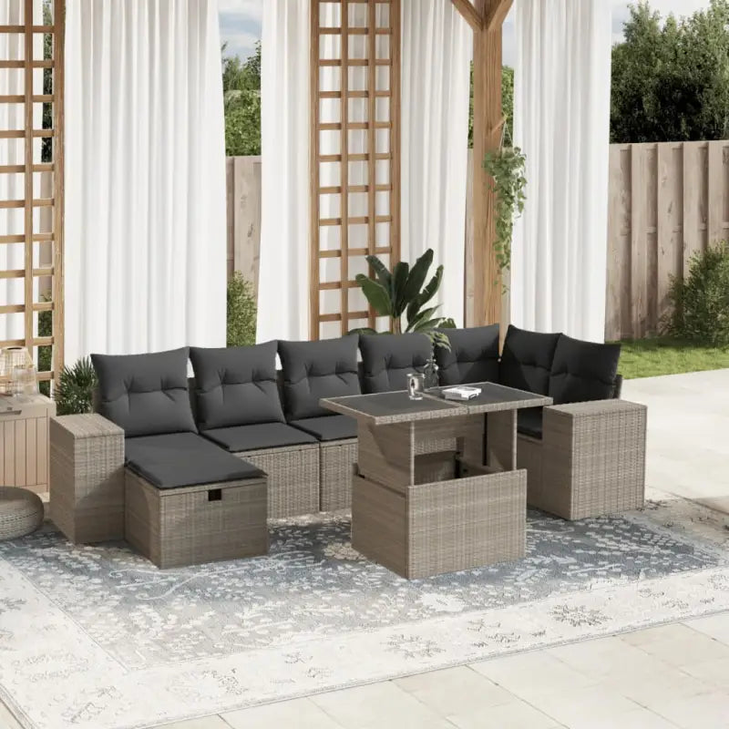 Loungebank in beige materiaal met gepoedercoat staal afmetingen - Lichtgrijs / zonder opbergruimte - Tuinsets