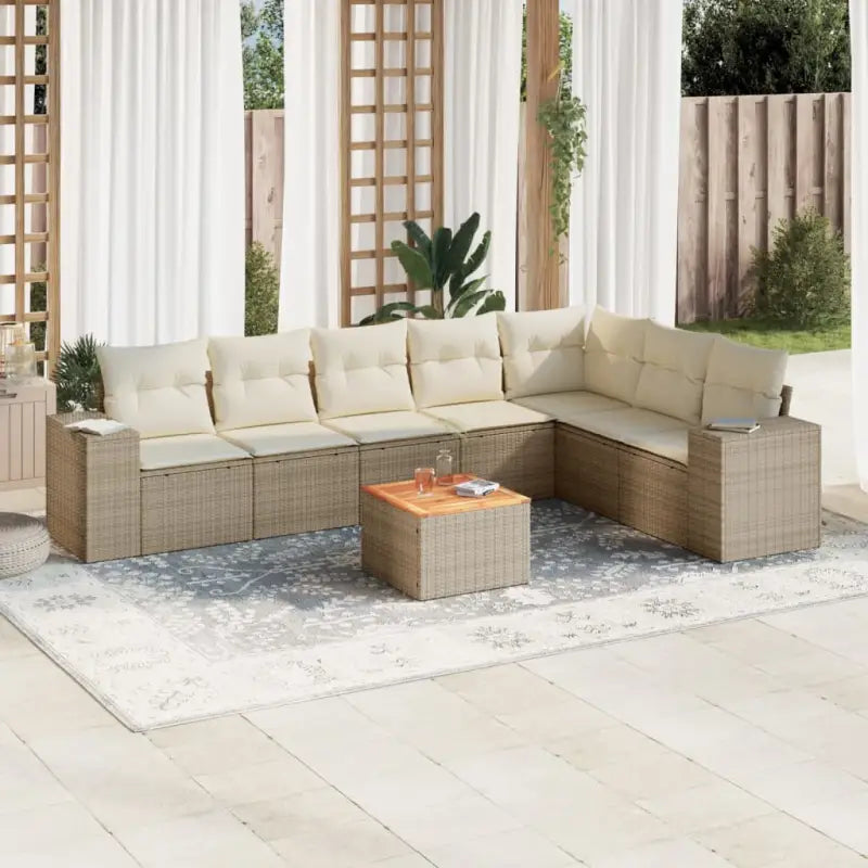 Loungebank in beige materiaal met gepoedercoat staal afmetingen - beige en crèmekleurig - Tuinsets