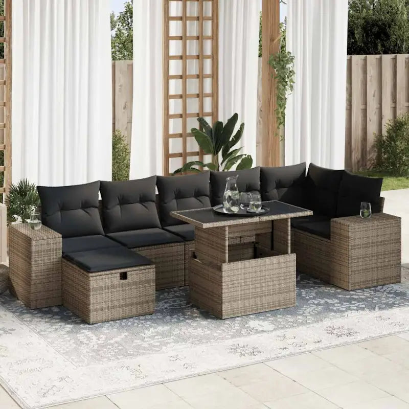 Loungebank in beige materiaal met gepoedercoat staal afmetingen - Grijs / met opbergruimte - Tuinsets
