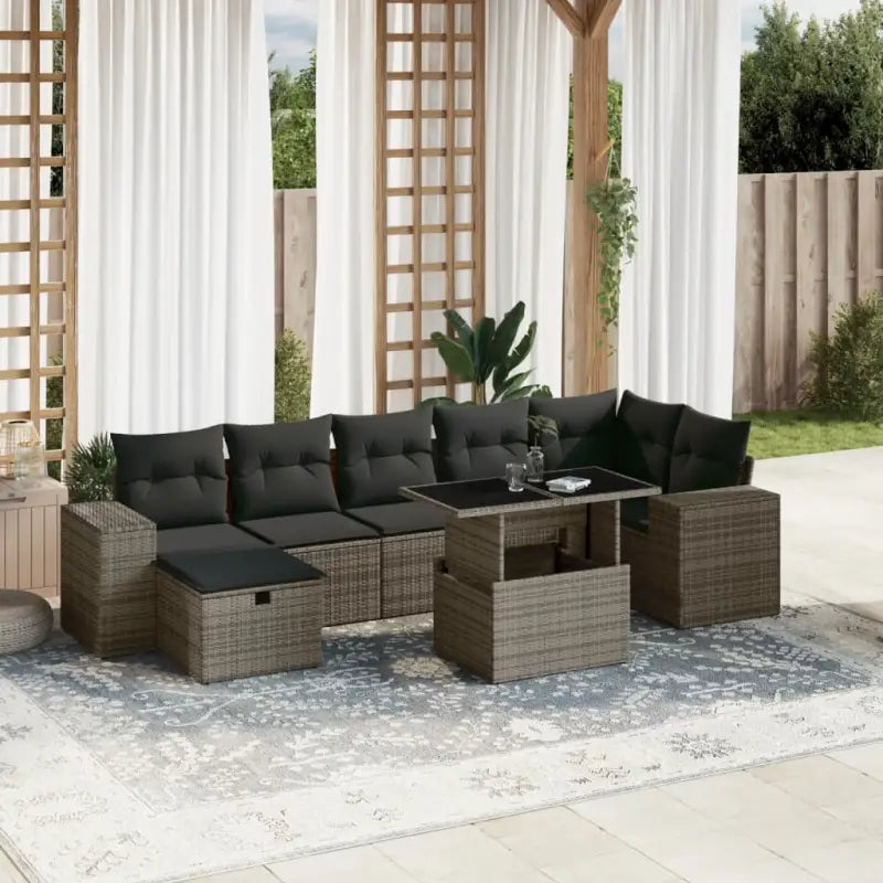 Loungebank in beige materiaal met gepoedercoat staal afmetingen - Grijs / zonder opbergruimte - Tuinsets