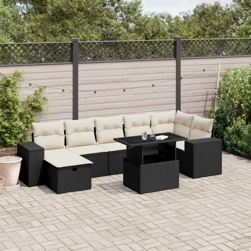 Loungebank in beige materiaal met gepoedercoat staal afmetingen - Zwart en crème / zonder opbergruimte - Tuinsets