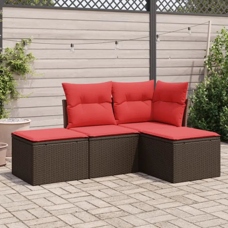 Loungebank in bruin materiaal met waterdichte tas en gepoedercoat staal - Bruin / Zonder tafel - Tuinsets