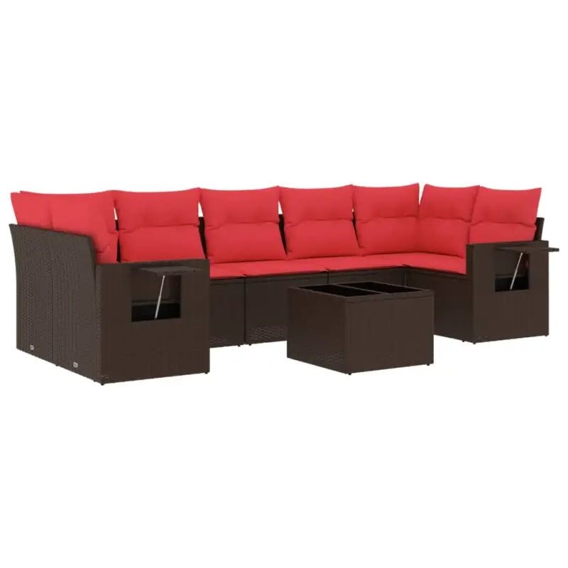 Loungebank in bruin materiaal met waterdichte tas en gepoedercoat staal - Bruin en rood - Tuinsets