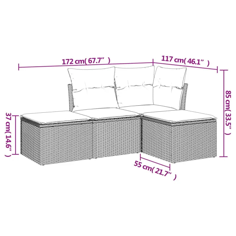 Loungebank in bruin materiaal met waterdichte tas en gepoedercoat staal - Tuinsets