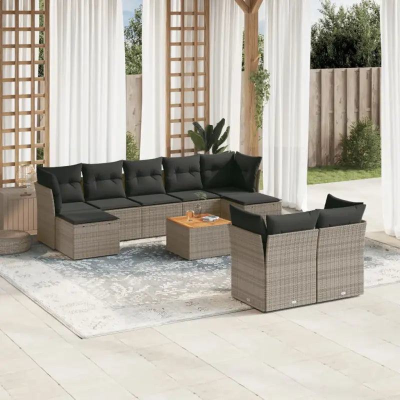 Loungebank in gemengd beige materiaal met waterdichte tas voor buiten - grijs en donkergrijs - Tuinsets