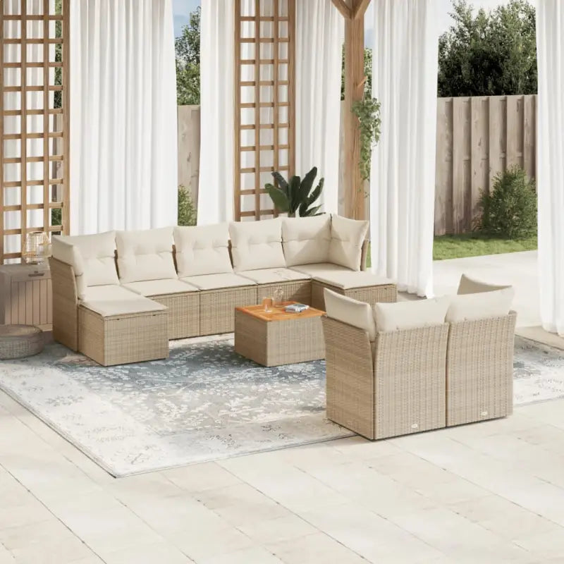 Loungebank in gemengd beige materiaal met waterdichte tas voor buiten - beige en crèmekleurig - Tuinsets