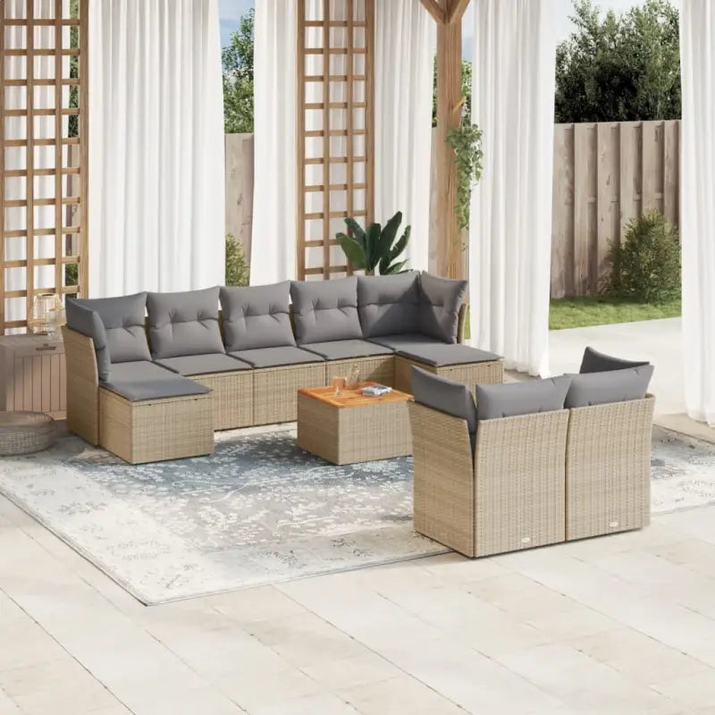 Loungebank in gemengd beige materiaal met waterdichte tas voor buiten - beige mix en lichtgrijs - Tuinsets