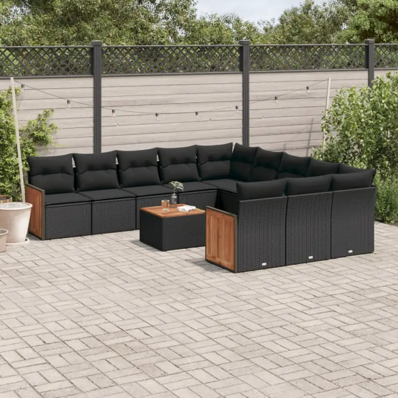 Loungebank in grijs materiaal met gepoedercoat staal en comfortabele afmetingen - Zwart / Met tafel - Tuinsets