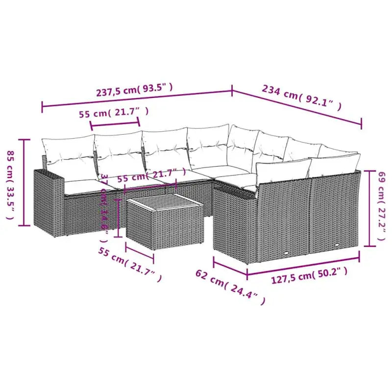 Loungebank in grijs materiaal met gepoedercoat staal en waterdichte tas - Grijs - Tuinsets