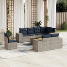 Loungebank in Grijs Materiaal met Waterdichte Tas en Gepoedercoat Staal - grijs en marineblauw / 3x middle + corner