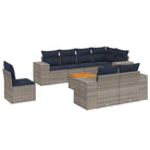 Loungebank in Grijs Materiaal met Waterdichte Tas en Gepoedercoat Staal - grijs en marineblauw / 3x middle + corner
