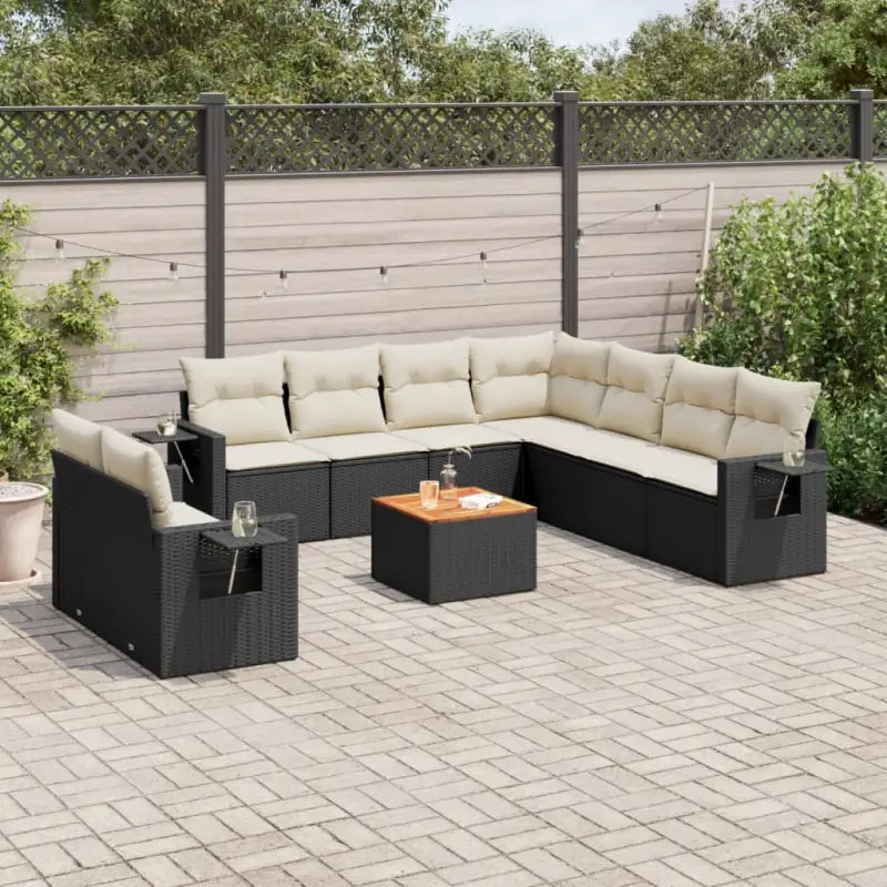 Loungebank in Grijs Materiaal met Waterdichte Tas en Gepoedercoat Staal - Zwart en crème - Tuinsets