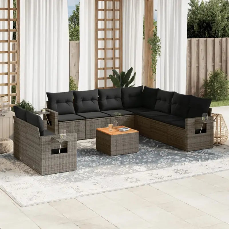 Loungebank in Grijs Materiaal met Waterdichte Tas en Gepoedercoat Staal - Grijs - Tuinsets