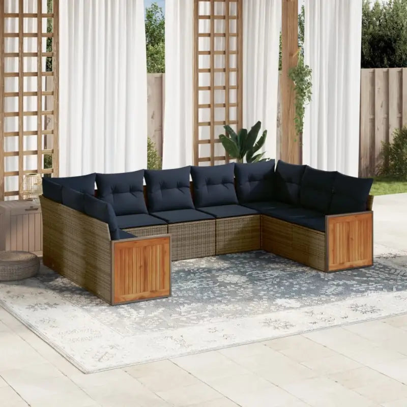 Loungebank in Grijs Materiaal met Waterdichte Zak en Gepoedercoat Staal - Grijs en blauw / Zonder tafel - Tuinsets