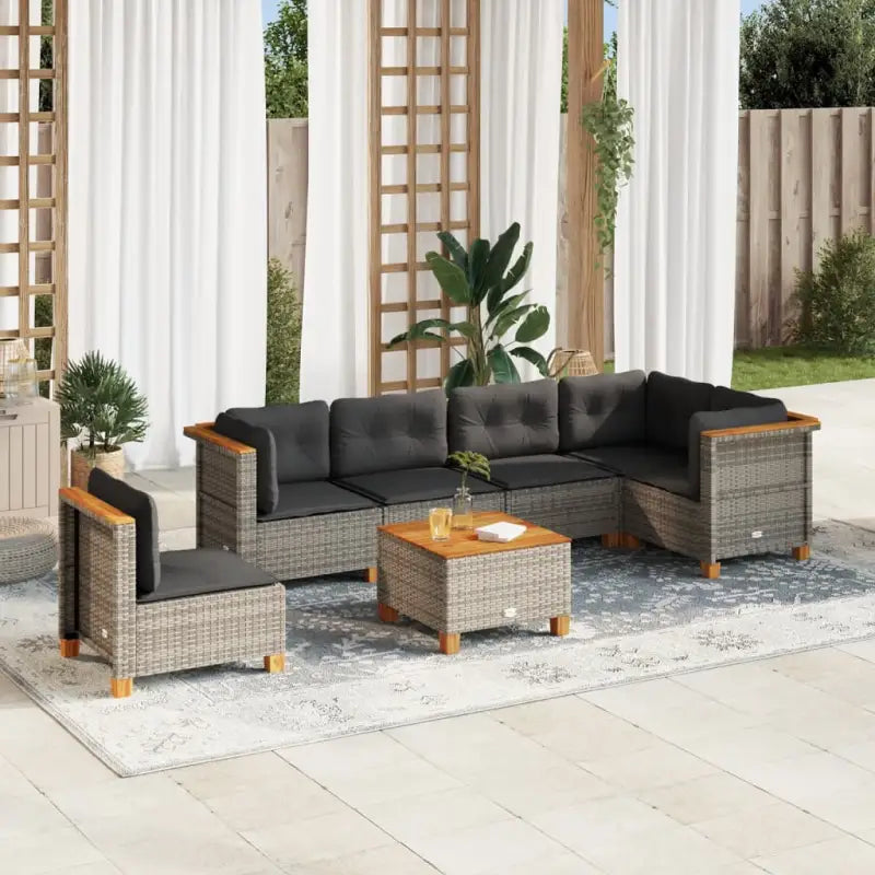 Loungebank in grijs met gepoedercoat staal en natuurlijke olieafwerking - Tuinsets