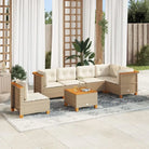 Loungebank in grijs met gepoedercoat staal en natuurlijke olieafwerking - Beige / Met tafel / Dichtgeweven - Tuinsets