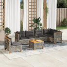 Loungebank in grijs met gepoedercoat staal en natuurlijke olieafwerking - Grijs / Met tafel / gat weven - Tuinsets