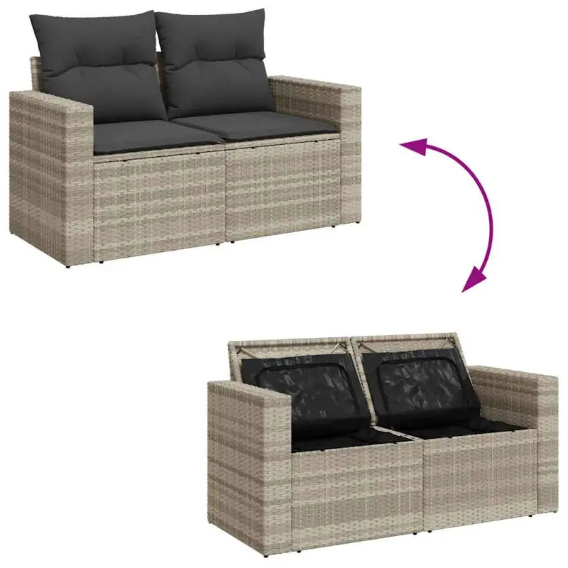 Loungebank in lichtgrijs met waterdichte zak en gepoedercoat staal - Tuinsets