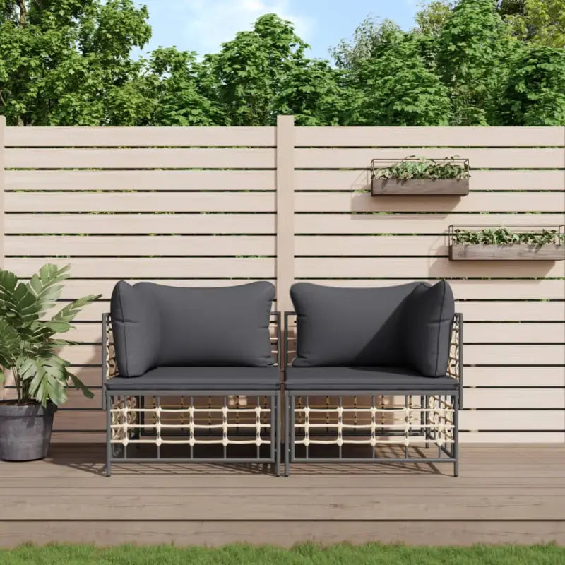 Loungebank in poly rattan en antraciet materiaal voor buitenplezier - 1 / Donkergrijs / Hoekbank (2 st) - Loungebanken