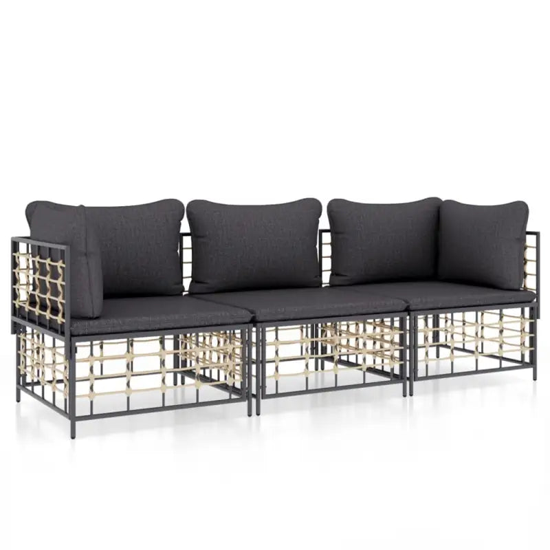 Loungebank in poly rattan en antraciet materiaal voor buitenplezier - Loungebanken