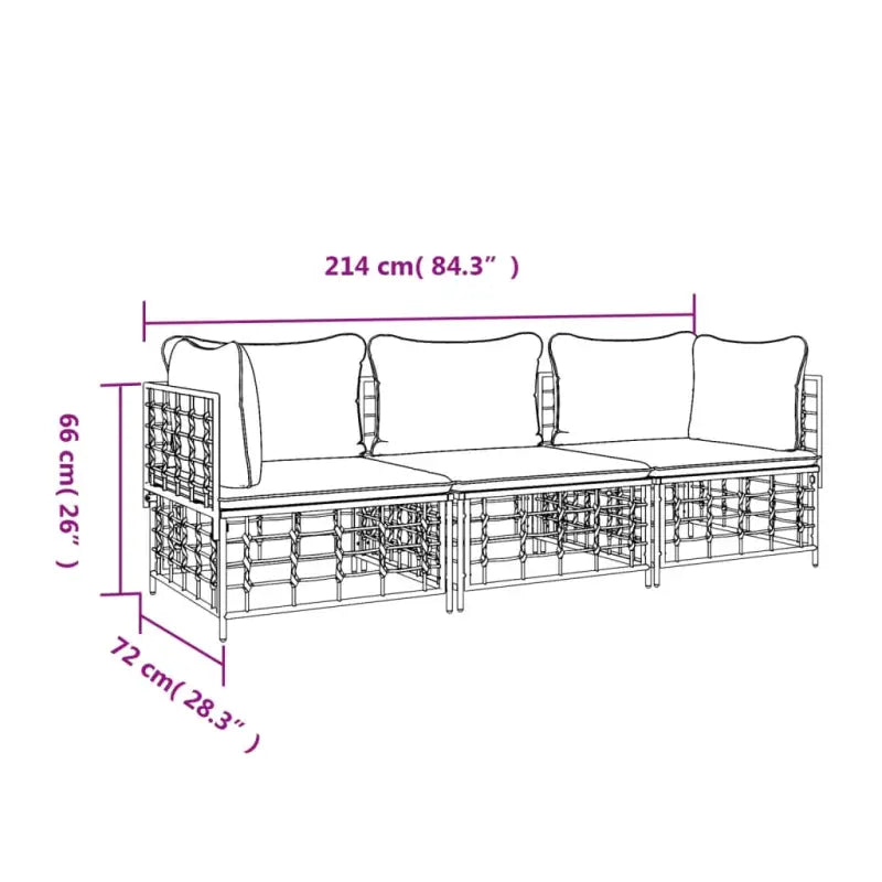 Loungebank in poly rattan en antraciet materiaal voor buitenplezier - Loungebanken