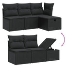 Loungebank in zwart materiaal met gepoedercoat staal afmetingen - Tuinsets