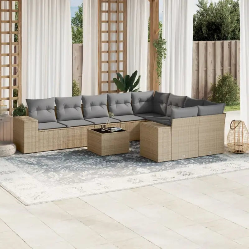 Loungebank in zwart materiaal met gepoedercoat staal afmetingen - beige en lichtgrijs / Met tafel - Tuinsets