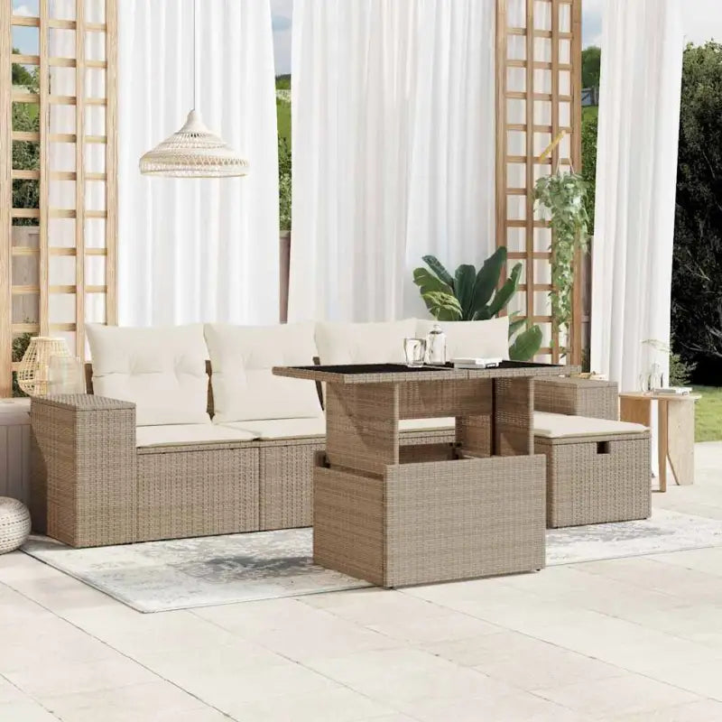 Loungebank in zwart materiaal met gepoedercoat staal afmetingen - beige en crèmekleurig / zonder opbergruimte - Tuinsets