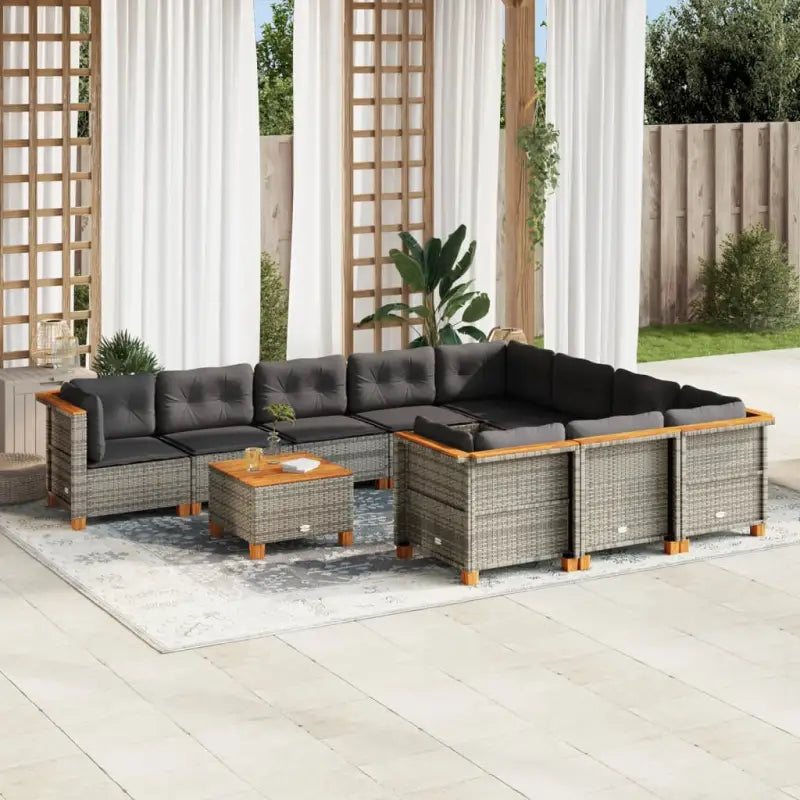 Loungebank in zwart materiaal met natuurlijke olieafwerking en ideale afmetingen - Grijs / Met tafel / Dichtgeweven