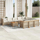 Loungebank in zwart materiaal met natuurlijke olieafwerking en ideale afmetingen - Beige / Met tafel / gat weven