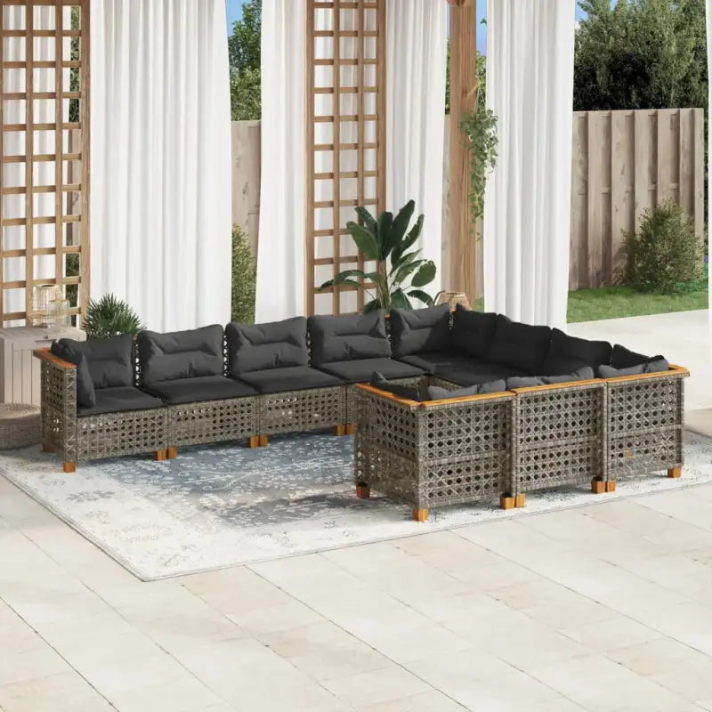 Loungebank in zwart materiaal met natuurlijke olieafwerking en ideale afmetingen - Grijs / Zonder tafel / gat weven