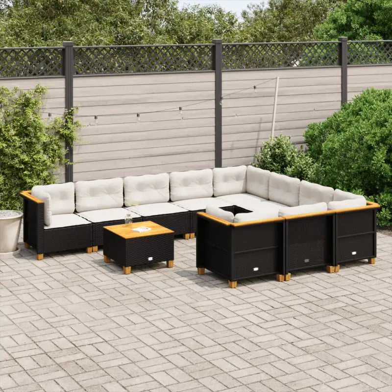 Loungebank in zwart materiaal met natuurlijke olieafwerking en ideale afmetingen - Zwart / Met tafel / Dichtgeweven