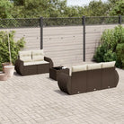 Loungebank in zwart materiaal met waterdichte tas en gepoedercoat staal - Bruin en crème - Tuinsets
